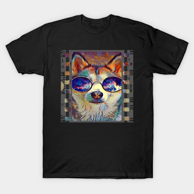 Cool Siberian Husky Pop Art Camera Roll Movie Star Huskies Funny Dog Gifts T-Shirt by tamdevo1